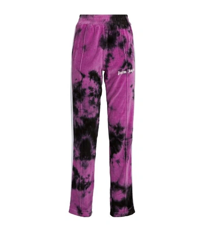 Palm Angels 黑色 And 紫色扎染雪尼尔运动裤 In Blkpurp
