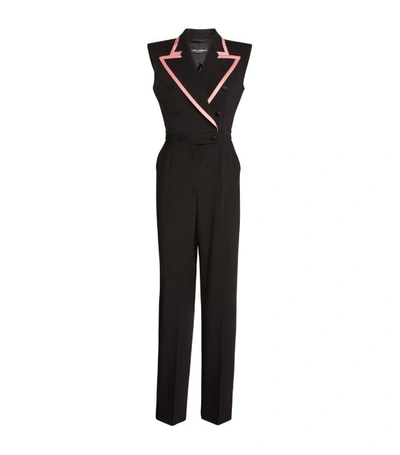 Dolce & Gabbana Contrasting Trim Double-breasted Jumpsuit In Black