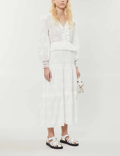 Maje Roxana Lace Embroidered Midi Dress In Ecru | ModeSens