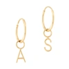 Sarah Chloe Amelia Initial Hoops Earring In Yellow Gold