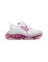 Balenciaga Triple S Clear Sole Logo-embroidered Leather And Mesh Sneakers In White Pink