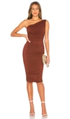 Nookie X Revolve Inspire One Shoulder Midi Dress In Chocolate