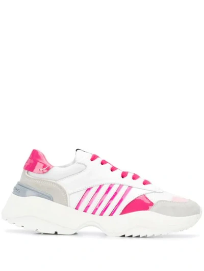 Dsquared2 Chunky Sole Striped Sneakers In White