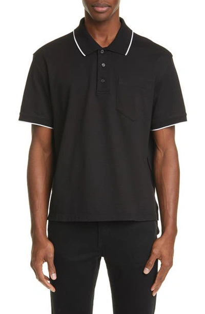 Givenchy Logo Embroidery Cotton-piqué Polo Shirt In Black