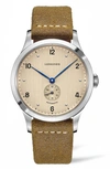 LONGINES HERITAGE 1945 LEATHER STRAP WATCH, 40MM,L28134660