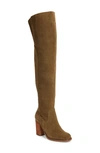 Kelsi Dagger Brooklyn Logan Over The Knee Boot In Olive Suede