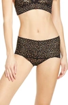 Hanky Panky Cross Dye Leopard Retro V-kini In Black/ Praline