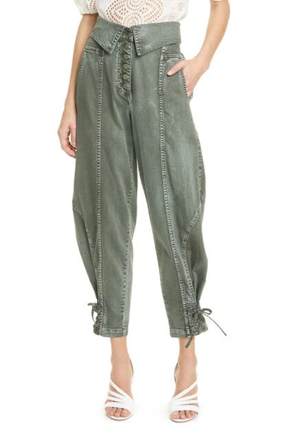 Ulla Johnson Kingston High Waist Foldover Jeans In Army