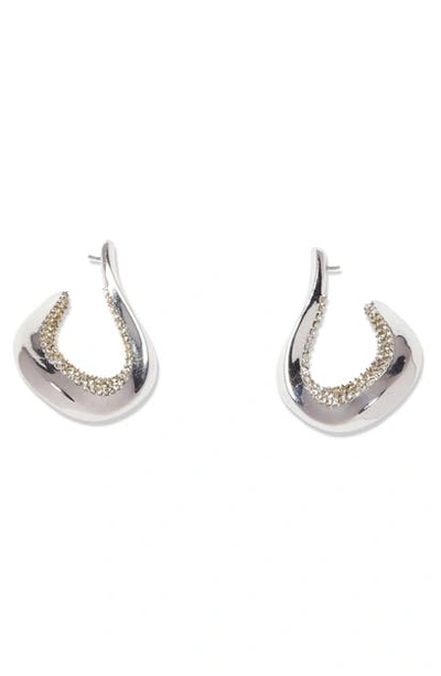 Vince Camuto Pave Twisted Teardrop Hoop Earrings In Rhodium/crystal