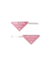 Prada Logo-plaque Hair Slides In Pink
