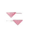 Prada Set Of 2 Logo Hair Clips In Alabastro