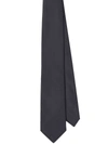 Prada Triangle Logo-embroidered Striped Wool Tie In Black