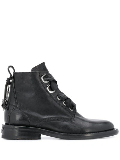 Zadig & Voltaire Lace-up 30mm Ankle Boots In Black