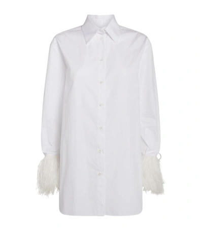 Valentino Feather-sleeve Button-front Shirt In White
