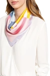 Tory Burch Color-block Logo Silk Bandana In Pink