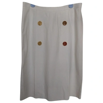 Pre-owned Givenchy Linen Mid-length Skirt In White