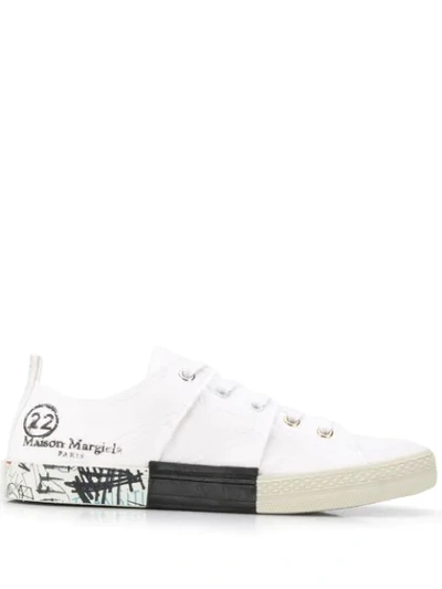 Maison Margiela Classic Logo Canvas Sneakers In White