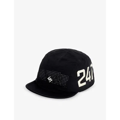 247 By Represent Mens Black Brand-print Flat-peak Shell Cap