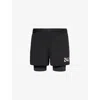 247 BY REPRESENT 247 BY REPRESENT MEN'S JET BLACK TRAIL SHORT LINED MID-RISE STRETCH-WOVEN SHORTS