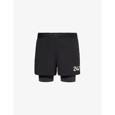 247 By Represent Mens Jet Black Trail Short Lined Mid-rise Stretch-woven Shorts
