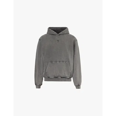 247 By Represent Brand-print Kangaroo Pocket Oversized-fit Cotton-jersey Hoody In Pewter