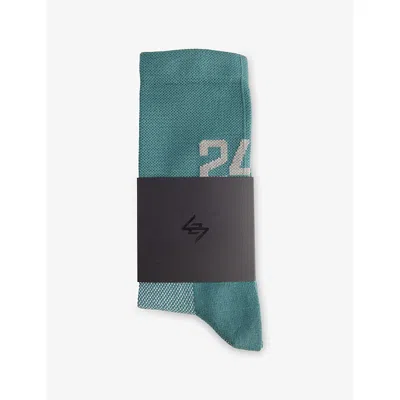 247 By Represent Mens Teal 247 Numbers Woven Socks In Blue