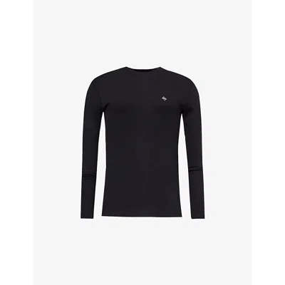 247 By Represent Mens Logo-embroidered Ribbed Stretch Cotton And Modal Top Black