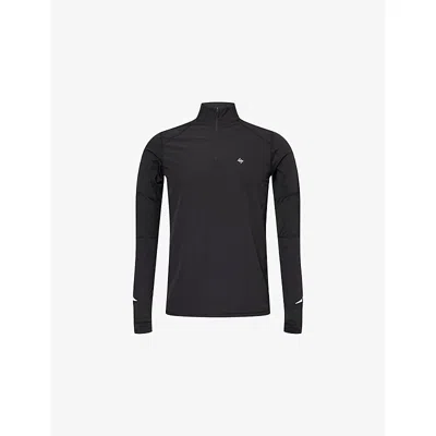 247 By Represent Mens Jet Black Quarter Zip Logo-print Stretch-woven Running Top Xl