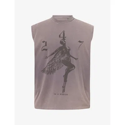 247 By Represent Mens 247 Fallen Angel Graphic-print Cotton-jersey Tank Top Graphene