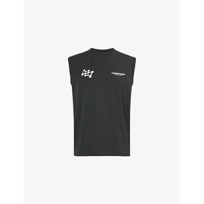 247 By Represent Mens Black Future Terrain Brand-print Relaxed-fit Stretch-woven Tank
