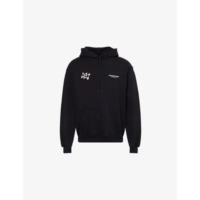 247 By Represent Mens Black Future Terrains Brand-print Regular-fit Cotton-jersey Hoody