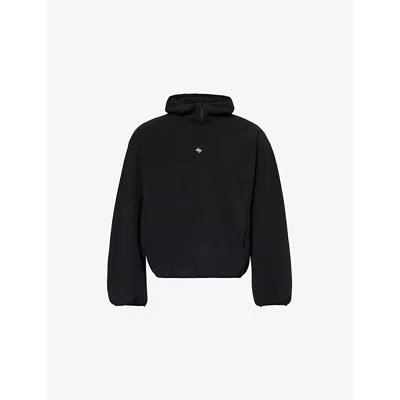 247 By Represent Mens Black Fleece Two-zip-pockets Relaxed-fit Woven Hoody