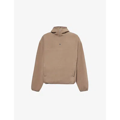 247 By Represent Mens Umber Fleece Two-zip-pockets Relaxed-fit Woven Hoody