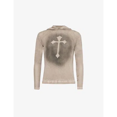 247 By Represent Mens Moonrock Future Terrains Kangaroo-pocket Oversized Cotton-jersey Hoody