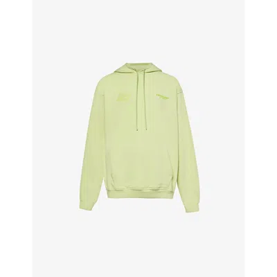 247 By Represent Mens Shadow Lime Future Terrains Kangaroo-pocket Oversized Cotton-jersey Hoody