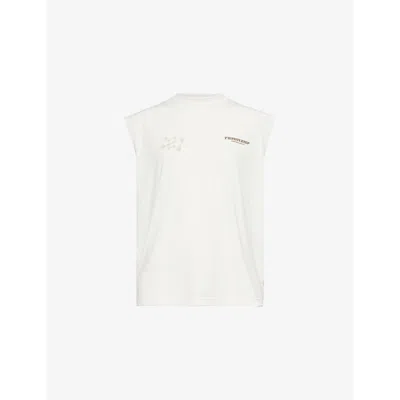 247 By Represent Mens Flat White Future Terrains Short-sleeves Oversized Stretch-woven Blend Top
