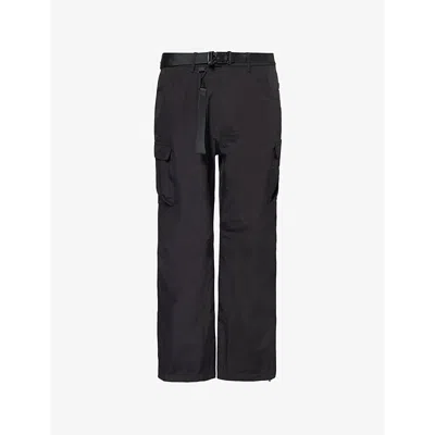 247 By Represent Mens Black Technical Cargo Two-slip-pockets Straight-leg Mid-rise Woven Trousers