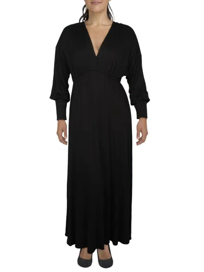 24/7 Comfort Plus Womens Solid Rayon Maxi Dress In Black