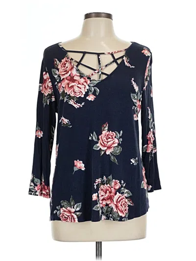 Pre-owned 24/7 Maurices 3/4 Sleeve Blouse In Blue