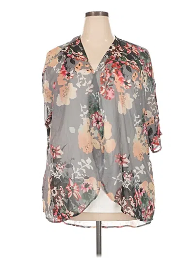 Pre-owned 24/7 Maurices 3/4 Sleeve Blouse In Gray