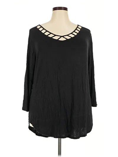Pre-owned 24/7 Maurices 3/4 Sleeve Top Black Keyhole Neckline Tops