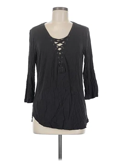 Pre-owned 24/7 Maurices 3/4 Sleeve Top Black Keyhole Neckline Tops