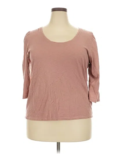 Pre-owned 24/7 Maurices 3/4 Sleeve Top Brown Scoop Neck Tops