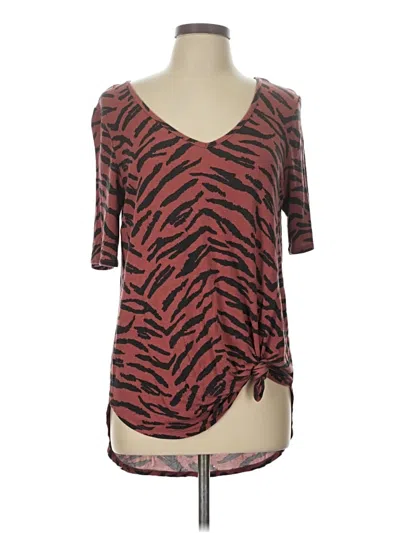 Pre-owned 24/7 Maurices 3/4 Sleeve Top Brown V Neck Tops