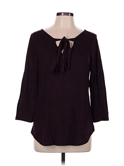 Pre-owned 24/7 Maurices 3/4 Sleeve Top Burgundy Keyhole Neckline Tops
