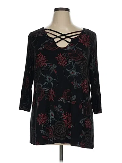 Pre-owned 24/7 Maurices 3/4 Sleeve T-shirt In Black