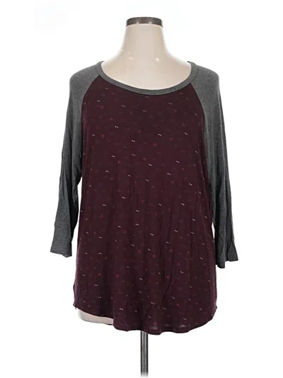 Pre-owned 24/7 Maurices 3/4 Sleeve T-shirt In Burgundy