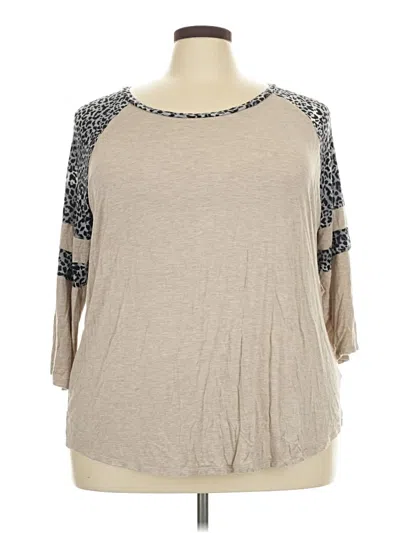 Pre-owned 24/7 Maurices 3/4 Sleeve T-shirt In Tan