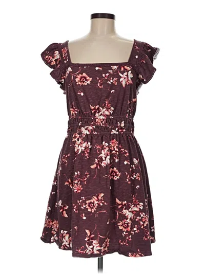 Pre-owned 24/7 Maurices Casual Dress In Burgundy