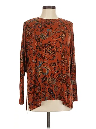 Pre-owned 24/7 Maurices Long Sleeve Blouse In Brown